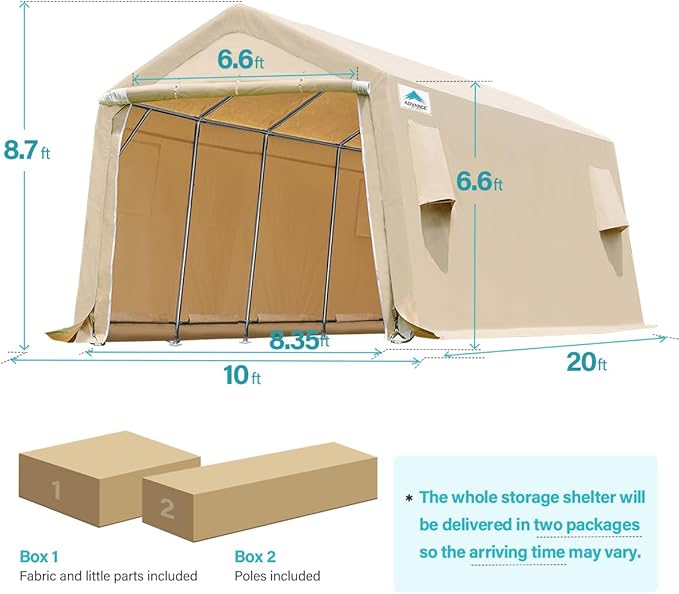 ADVANCE OUTDOOR Heavy Duty 10X20 ft Carport Outdoor Patio Portable Canopy - Image 5