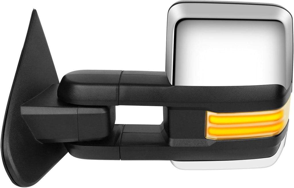 A Pair Heated Towing Mirrors Fits 2014-2018 for Chevy for GMC 1500 2015-2019 for Chevy for GMC 2500/3500 HD, Power Adjusted View Mirror with LED Turn Signal Light