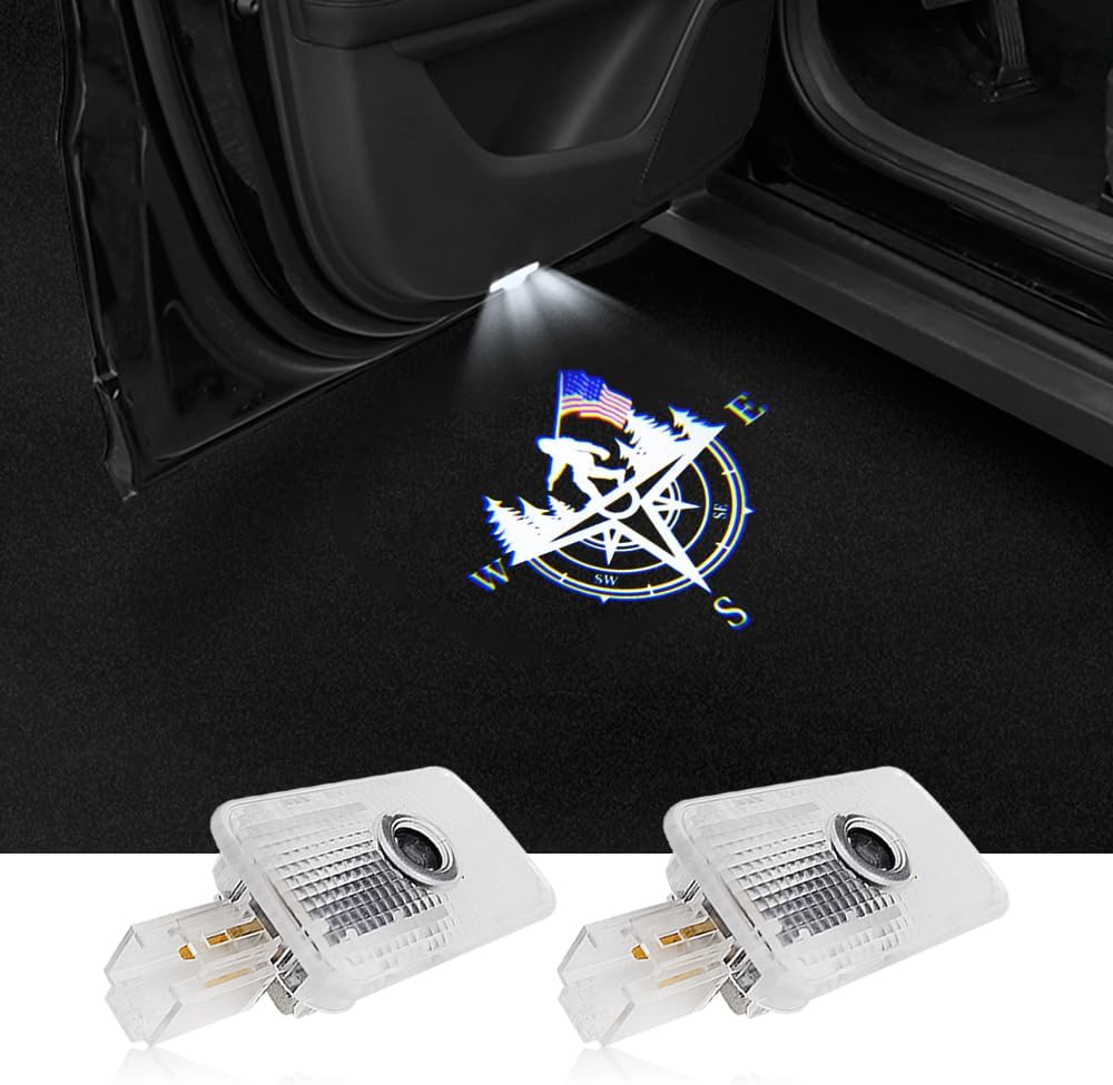 High Definition Car Door Logo Lights Car Projection LED Projector Door Shadow Light Puddle Lights for Ascent Forester Outback Accessories (Bigfoot Compass, Forester/Outback/Ascent)