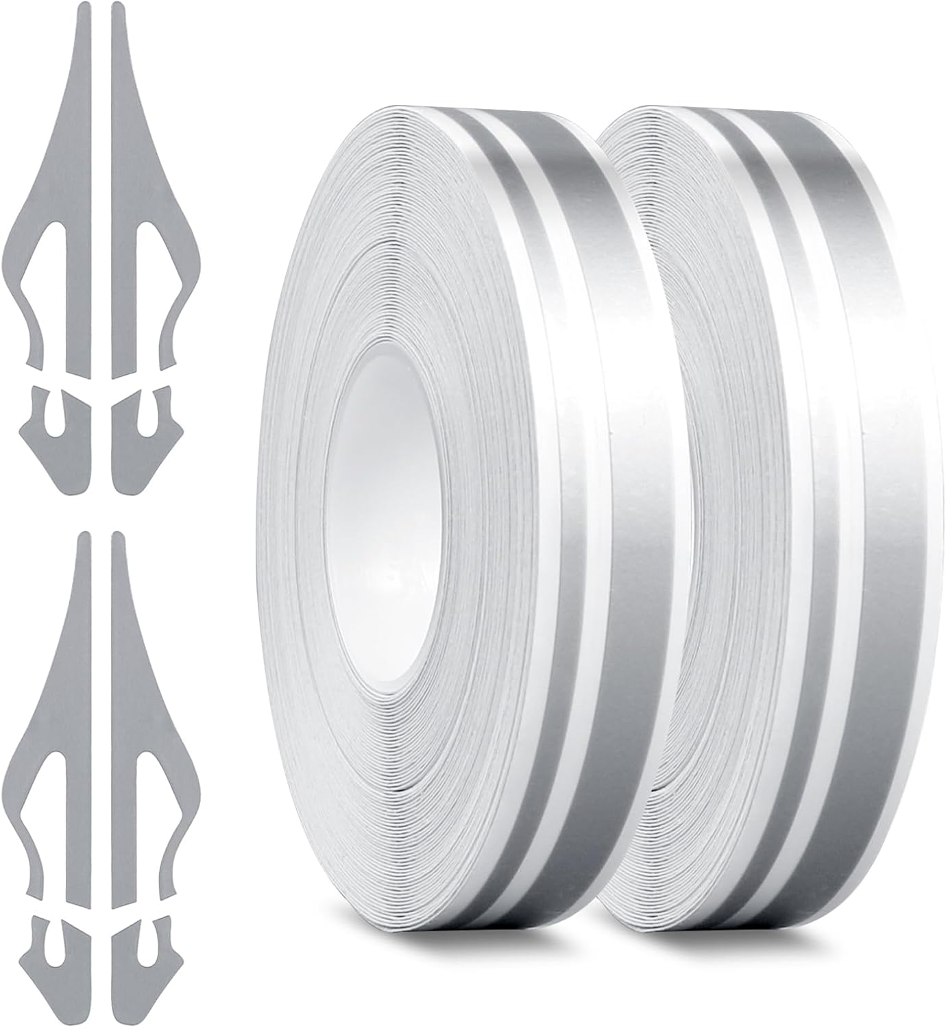 2 Rolls of Car Pinstripe Tapes, Silver Pinstripe Body Sticker, Vinyl Thin Car Stripe Pinstripe Tape, for Motorcycle, Car, Racing DIY Body Sticker Tape (Silver)