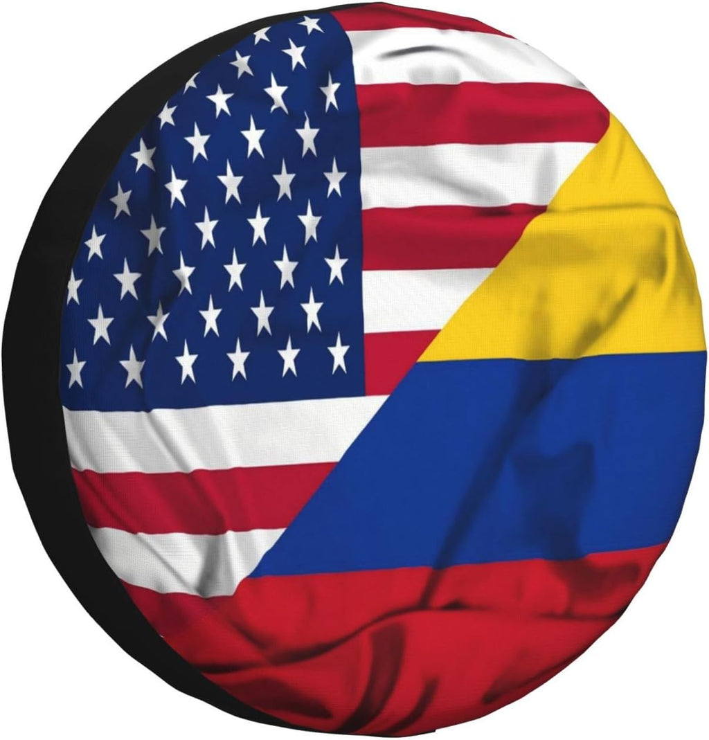 Colombia American Flag Spare Tire Cover Waterproof Sunproof Universal Fit for SUV Jeep Trailer RV Wheel Protectors Outdoor Accessories