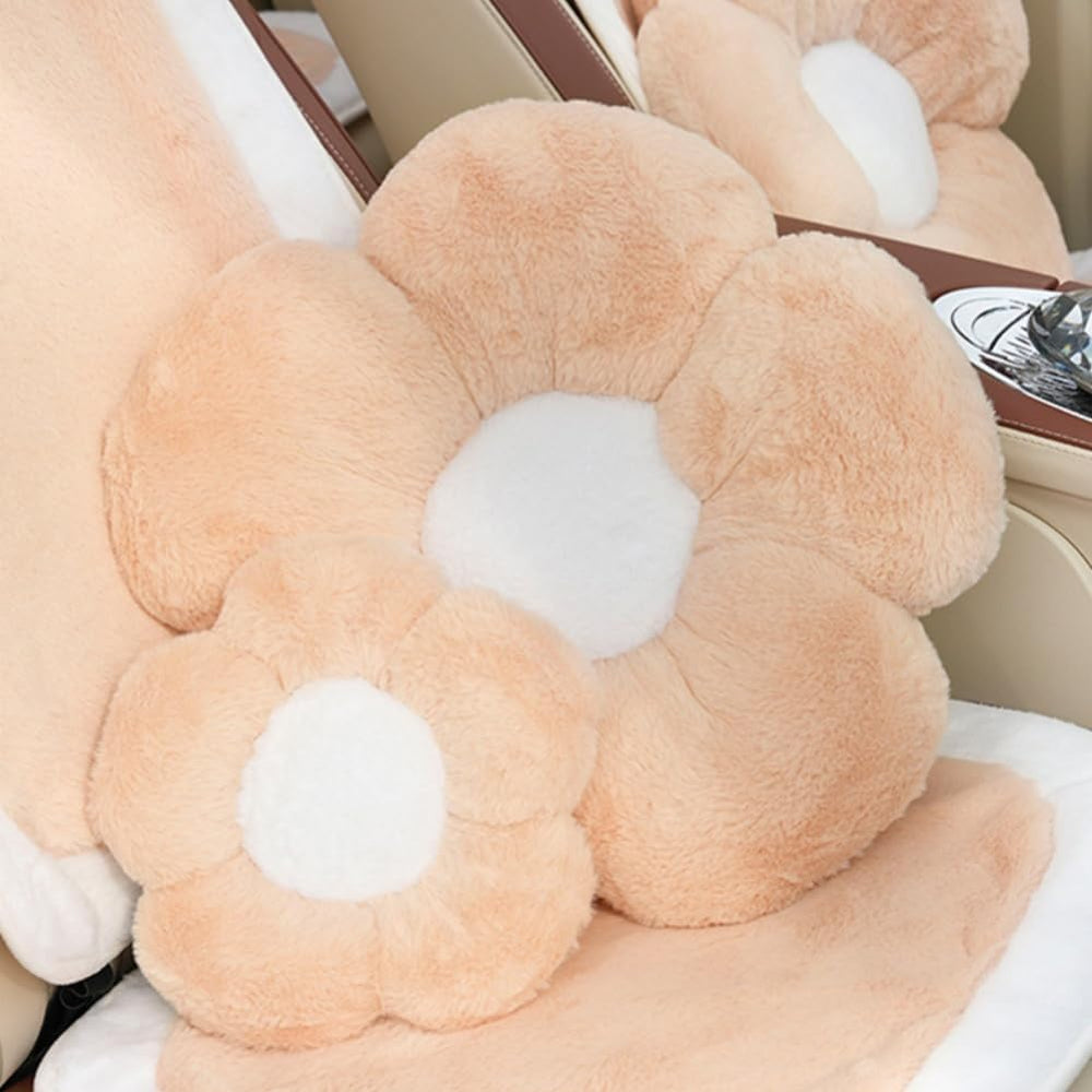 4 Pack Plush Flower Car Headrest Pillow and Lumbar Support Pillow Soft Comfor...