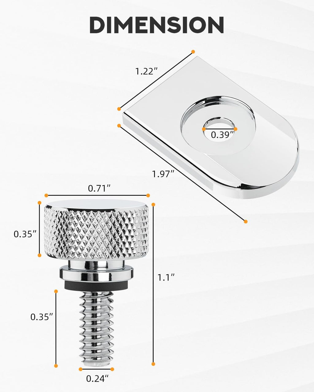 PBYMT Seat Bolt Tab Aluminium Screw Mount Knob Cover Compatible with Harley Davidson 1996-2026 Chrome
