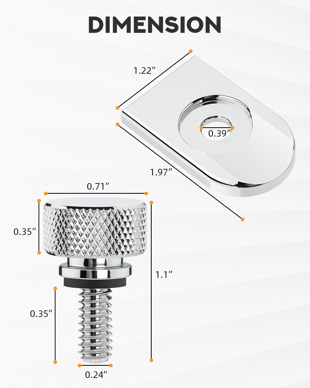 PBYMT Seat Bolt Tab Aluminium Screw Mount Knob Cover Compatible with Harley Davidson 1996-2026 Chrome