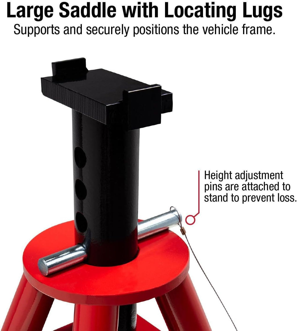 Sunex 1310 10-Ton Medium Height Pin Type Jack Stands, Pair, Red