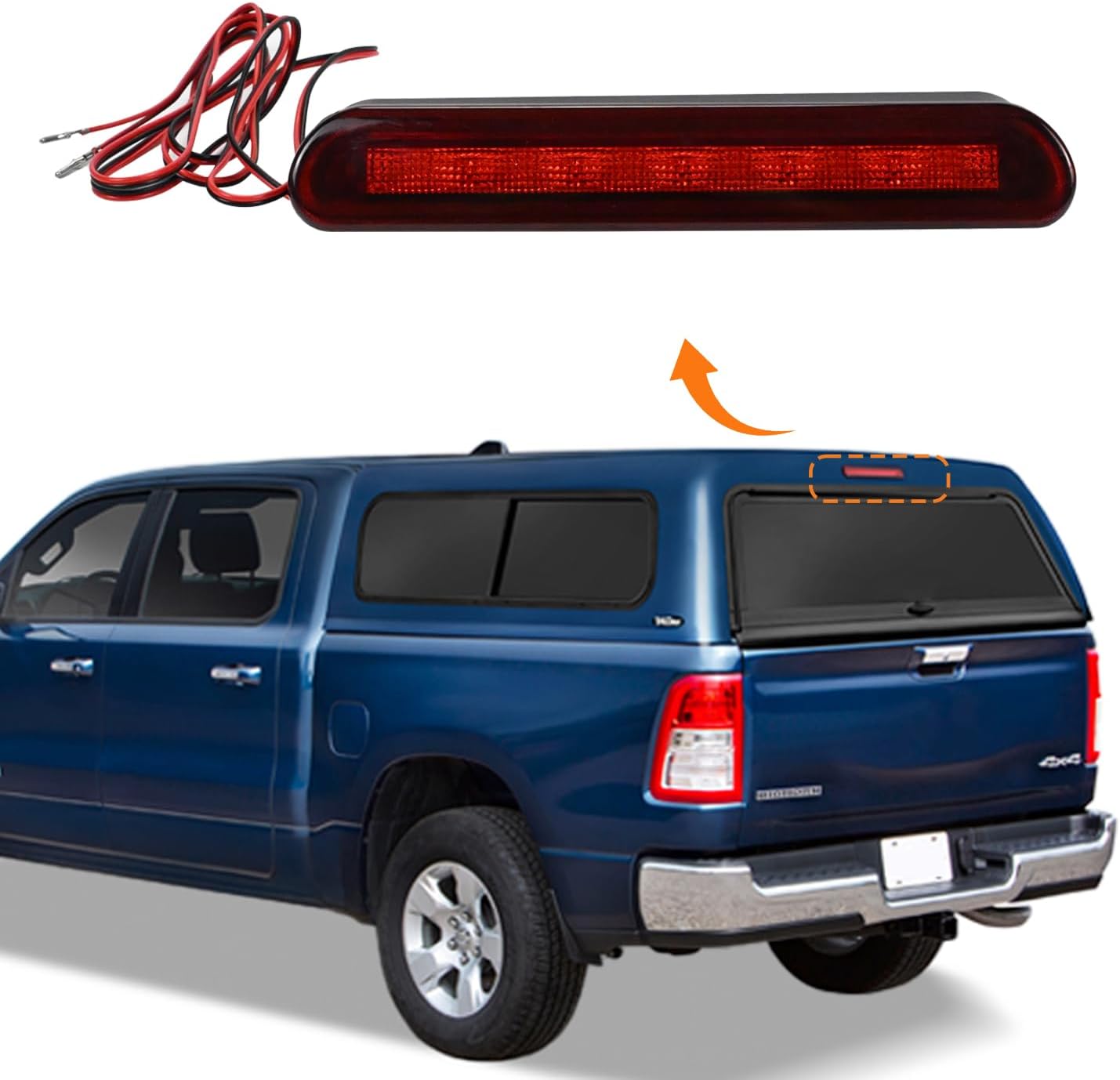 LED 3rd Brake Light Only (No Dome Light) for Truck Cap Topper Camper Shell 10 Inch Flush Mount Design Replace AT-LED-28X30-01 Fits Jason Truck Caps