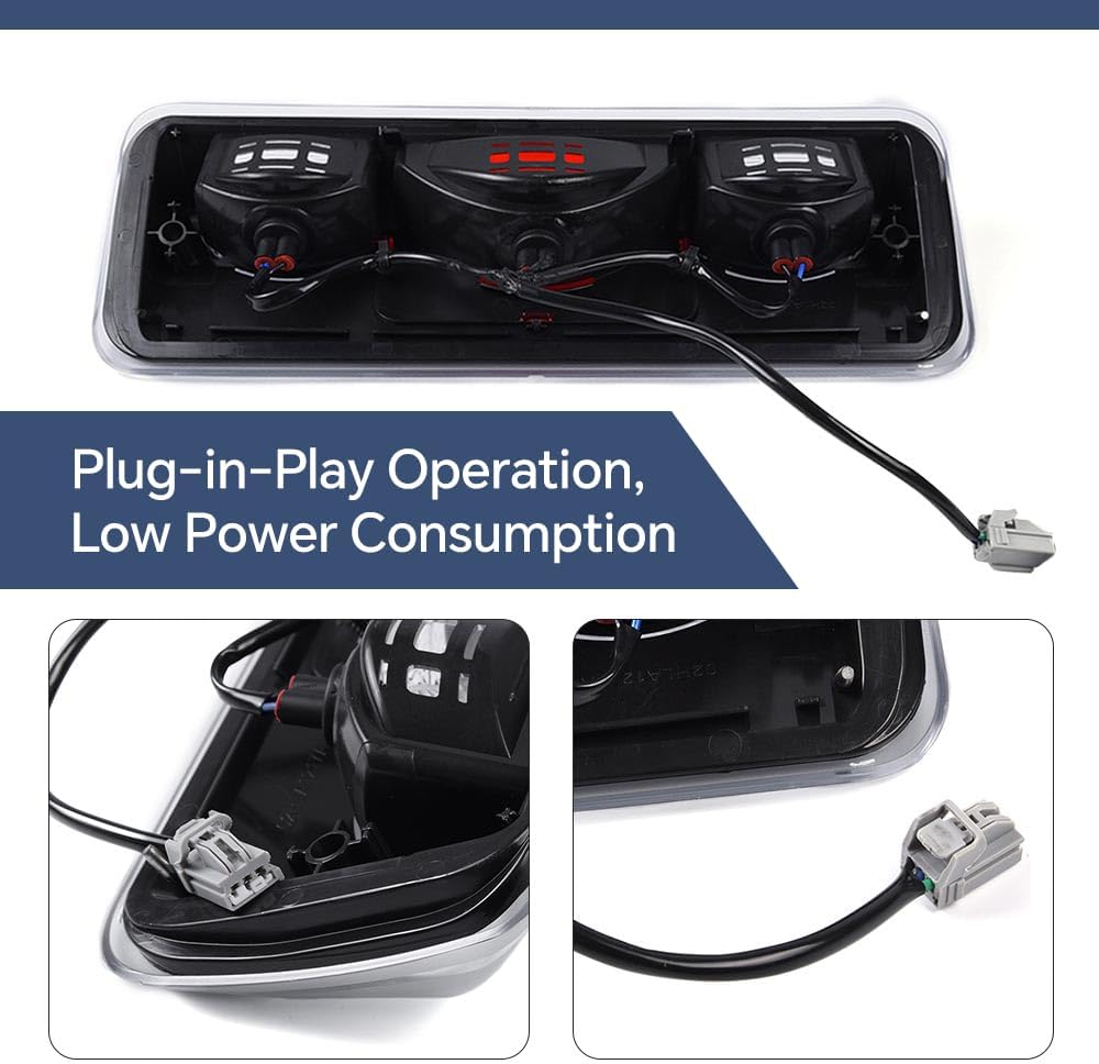 PIT66 3rd Brake Light Fit 2004-2008 Ford F150 | Fit 04-08 Ford F150 High Mount Center Rear Roof Third Cargo Light Parking Light Halogen Clear/Red Lens Tercera luz de freno