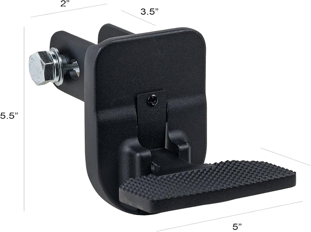 Armordillo FD Series 5" Foldable Rear Hitch Step|Compatible for Class 4 Trailer Hitch 2" Receiver|Hitch Step Bar|Folding Fold-Up Rear Step|8724552|Matte Black|Steel|Universal