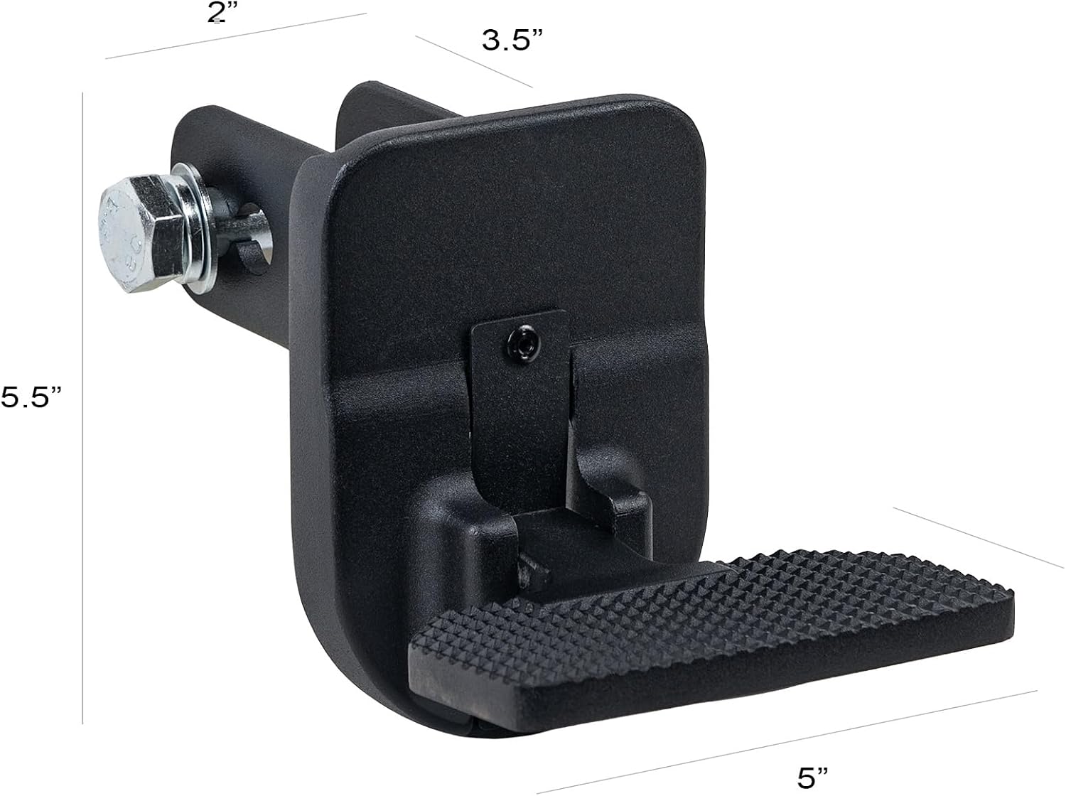 Armordillo FD Series 5" Foldable Rear Hitch Step|Compatible for Class 4 Trailer Hitch 2" Receiver|Hitch Step Bar|Folding Fold-Up Rear Step|8724552|Matte Black|Steel|Universal