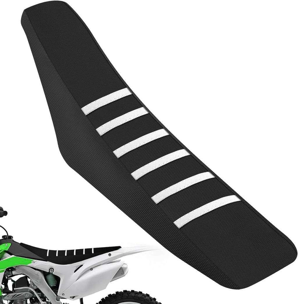 Dirt Bike Seat Cover,White Stripe Seat Cover Universal for Yomza in10 Tuttio Razor CRF 110F KLX 110 TTR YZ XR DRZ Dirtbike Motorcross Enduro Ebike Electric Dirt Bike Black