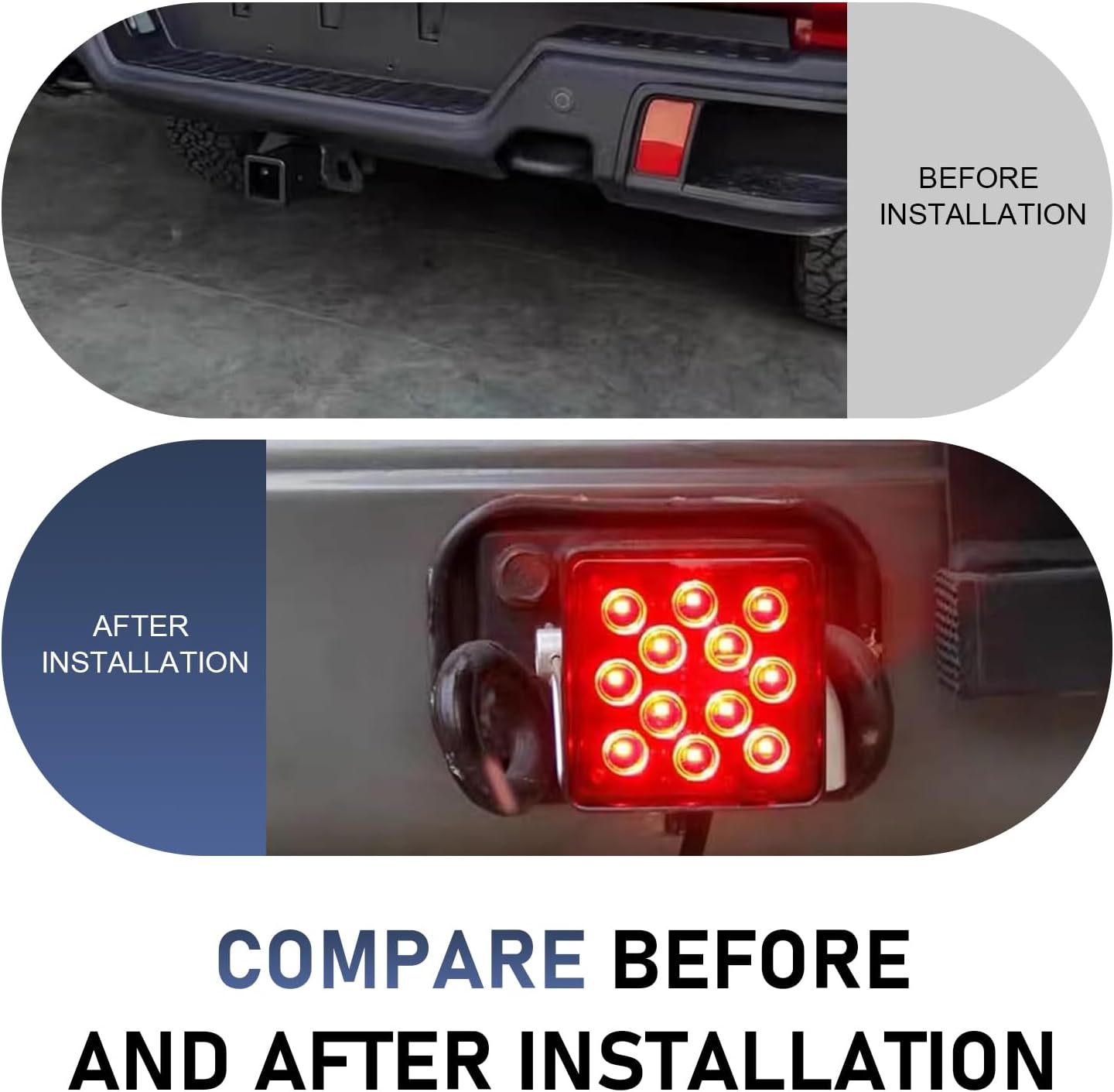 1 PC 15 LED Red Lens Brake Light Trailer Hitch Cover, Super Bright Smoked Lens Square Tail Light, Towing Bayonet Taillight Accessories, Universal for Most Vehicles (Black)