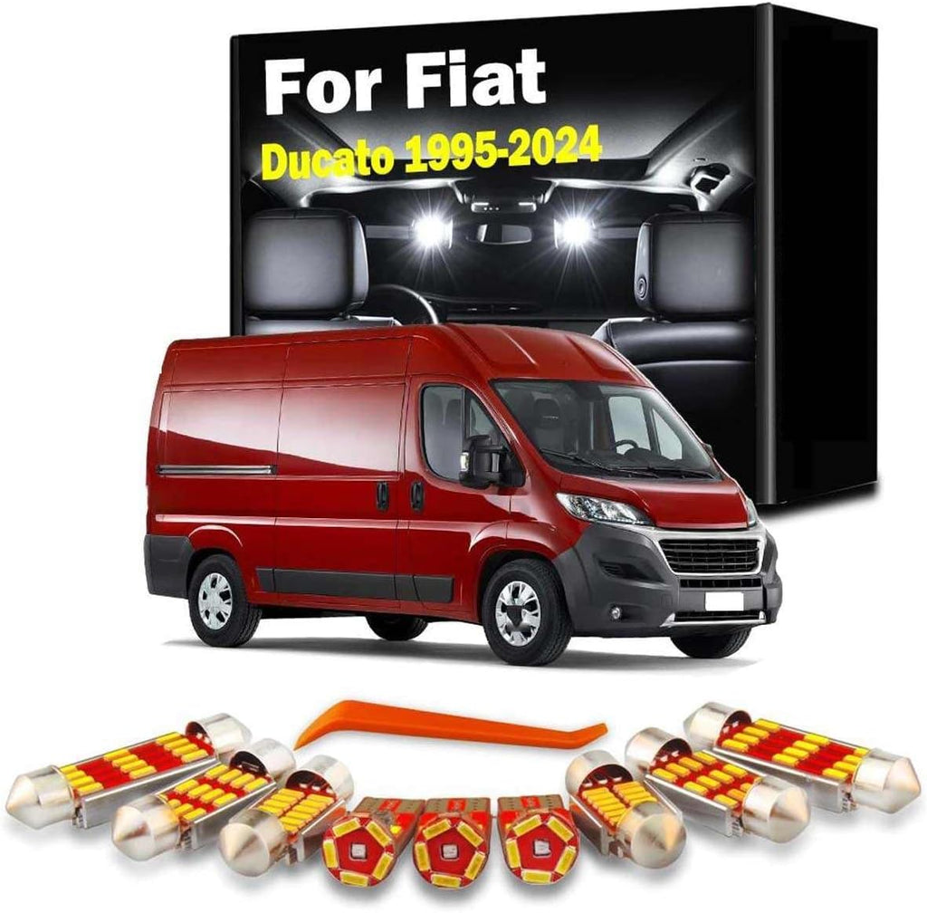 12pcs LED Interior Trunk Glove Box Light Kit, for Fiat Ducato 1995-2023 2024 Map Dome Car Accessories