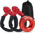 Soft Shackle & Recovery Ring Kit - 2PCS 1/2" x 22" Soft Shackles for Recovery with Aluminum Snatch Ring, 66,000 lbs Breaking Strength for ATV, UTV, SUV, Truck Off-Road Vehicle - Red
