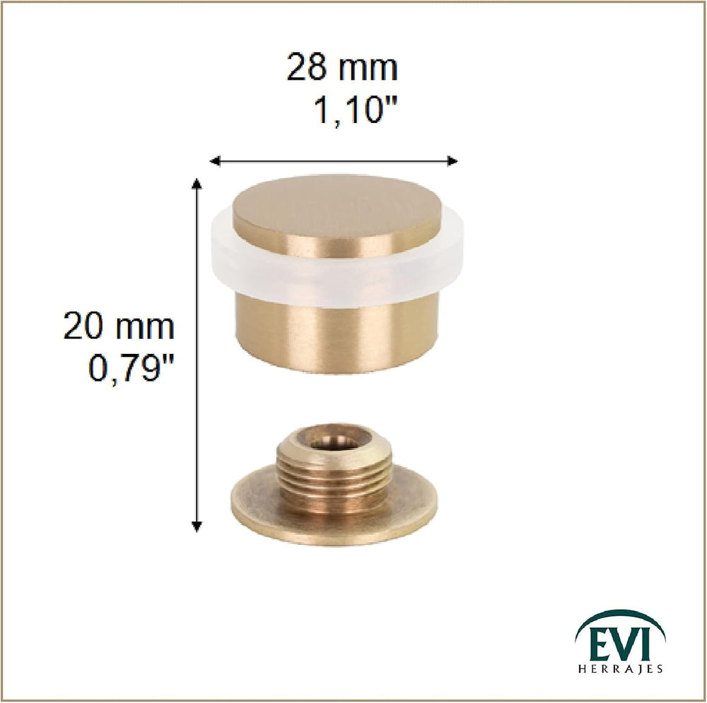 EVI Herrajes | Floor Mounted Doorstop | Adhesive or Screw Installation | W=1,...