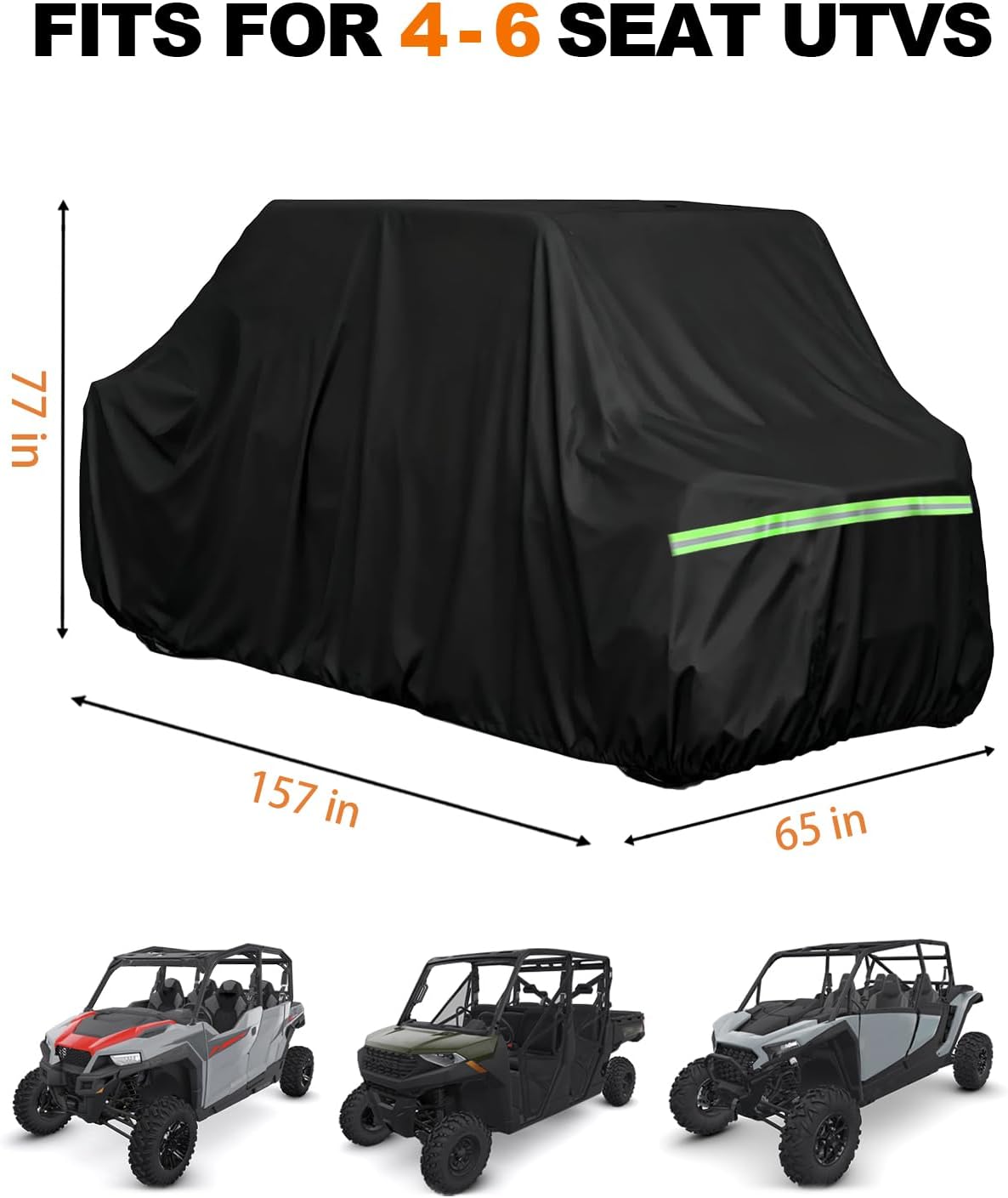 UTV Cover 4 Seater, Waterproof Heavy Duty 600D Side by Side Cover Compatible with Polaris Ranger Crew XP 1000 900 570 800 General RZR Defender Talon Teryx Mule 157" x 65" x 77"