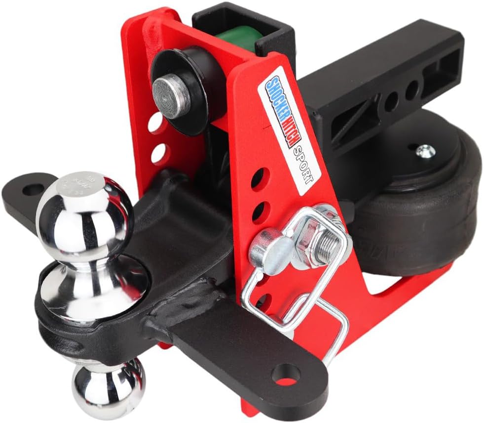 Shocker Sport Air Receiver Hitch & Sway Control Towing Kit, Fits 2" Hitch, Has Chrome Combo 2" & 2-5/16" Balls & 1 Sway Bar