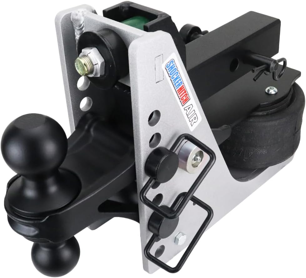Shocker Streamline Aluminum Air Hitch & Combo Ball, Fits 2" Hitch Black Combo 2" & 2-5/16" Balls