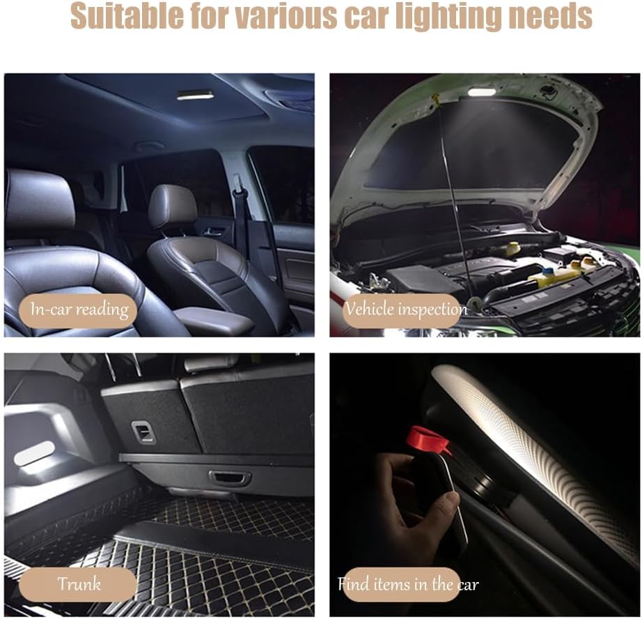 Car Trunk Light for Jeep Wrangler 2025 Magnetic Rechargeable Lights USB Rechargeable Reading Light Touch Switch Ambient Light