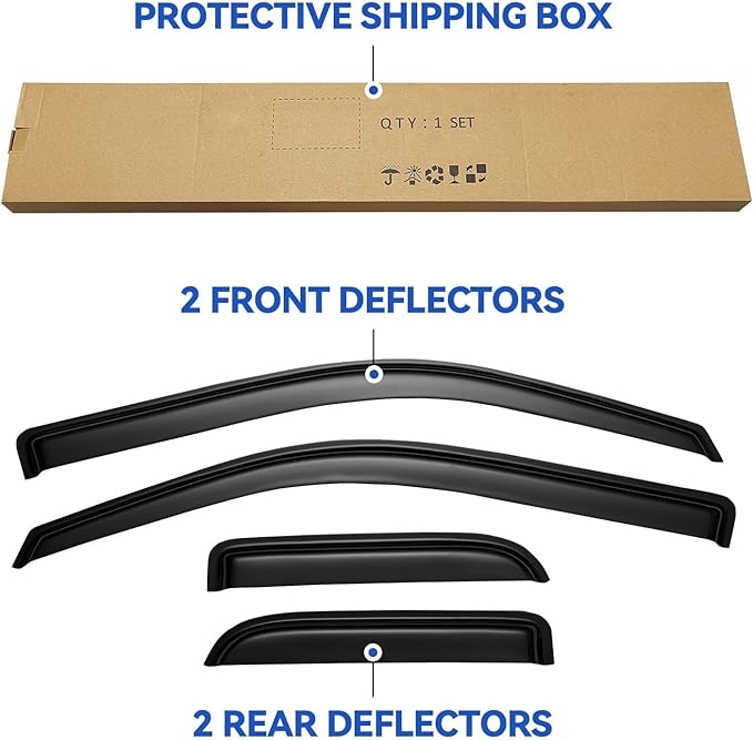 Window Visors Rain Guards for 2004-2014 Ford F150 SuperCab, Out-Channel Window - Image 6