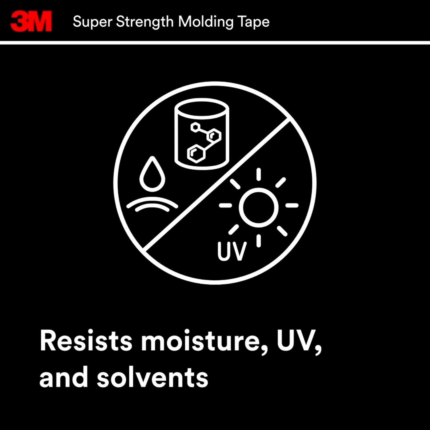 3M Super-Strength Molding Tape, 1/2 in x 15 ft, High Strength Double-Sided Adhesive, Permanently Attaches Side Moldings, Trim and Emblems to Interior and Exterior of Vehicles (03614)