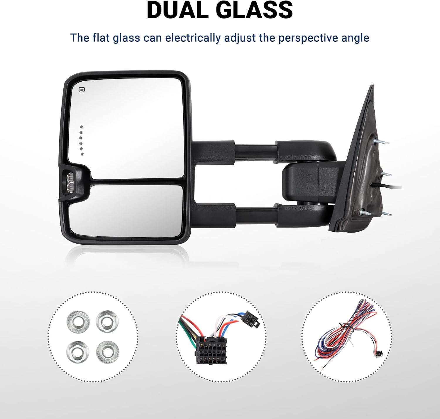 Towing Mirror for Silverado Sierra -Compatible with 2014-2018 Chevy Silverado GMC Sierra With Power Operated Heated Glass Turn Signal Light&Running Light Driver&Passenger Sides