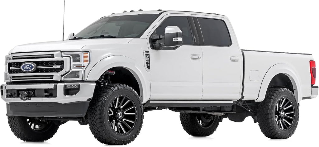 Rough Country Sport Fender Flares for Ford F-250/F-350 Super Duty (2017-2022) - 1" Tire Coverage, 7" Height, UV-Resistant ABS, Paintable Matte Black
