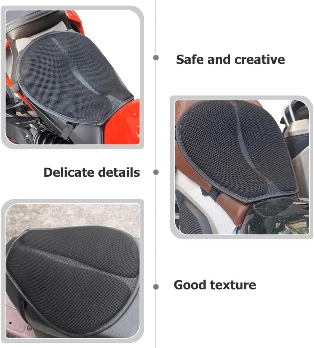 Breathable Motorcycle Seat Cushion Pad with Shock Absorption, Universal Four-Season Motorbike Seat Cover for Electric and Standard Motorcycles