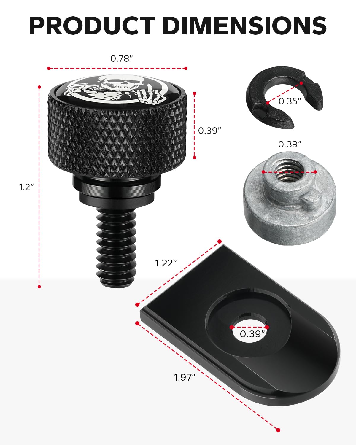 Amazicha Stainless Steel Seat Bolt Screw Nut Cover Mount Kit Skull Pattern Compatible for Harley Davidson Touring Sportster Softail Dyna 1996-2026 Black