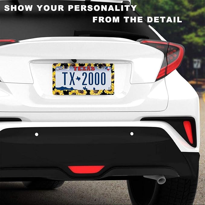 Sunflower License Plate Frame Nature Theme Sunflower License Plate Holder Auto - Image 3