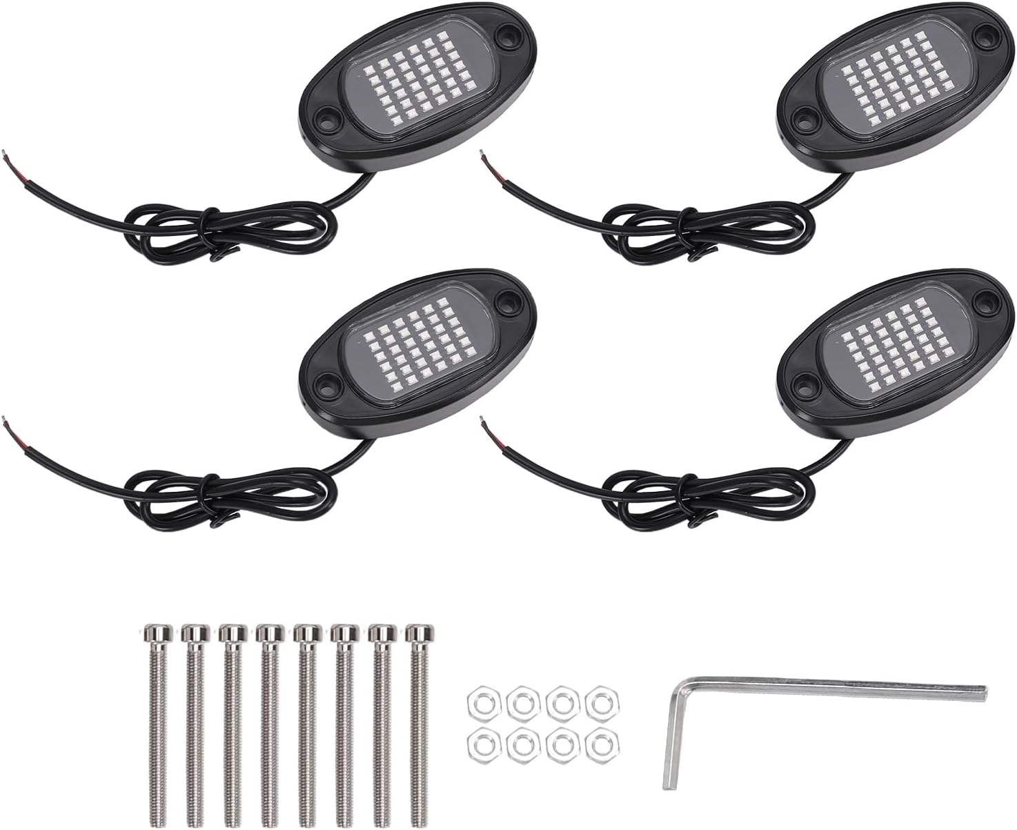 Single Color Car Underglow Lights 36 LED High Power Bright Underbody Chassis Lights IP68 Durable Universal Fit for Trucks SUVs ATVs UTVs Boats Motorcycles 4PCS (Red)