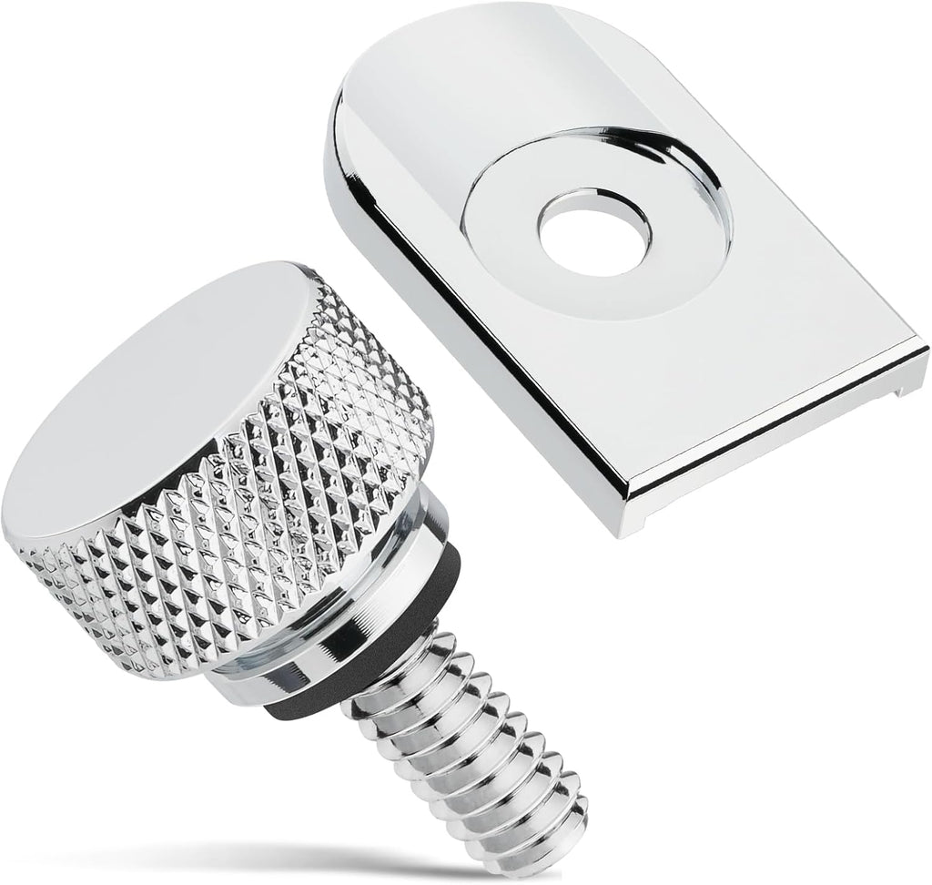 PBYMT Seat Bolt Tab Aluminium Screw Mount Knob Cover Compatible with Harley Davidson 1996-2026 Chrome