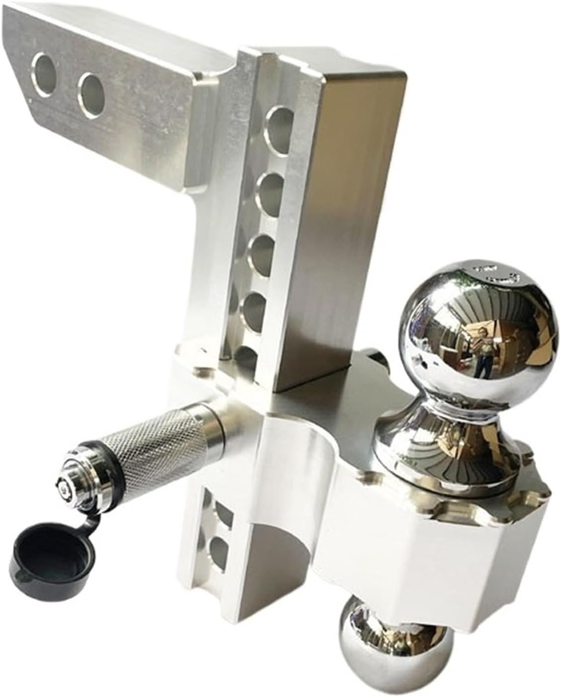 Adjustable Trailer Hitch 2" Receiver 6" Drop/Rise Drop Hitch 12500 LBS Ball Mount 2-5/16" Dual Towing Ball Double Locks 10" High Towing Capacity, Silver-8 inches