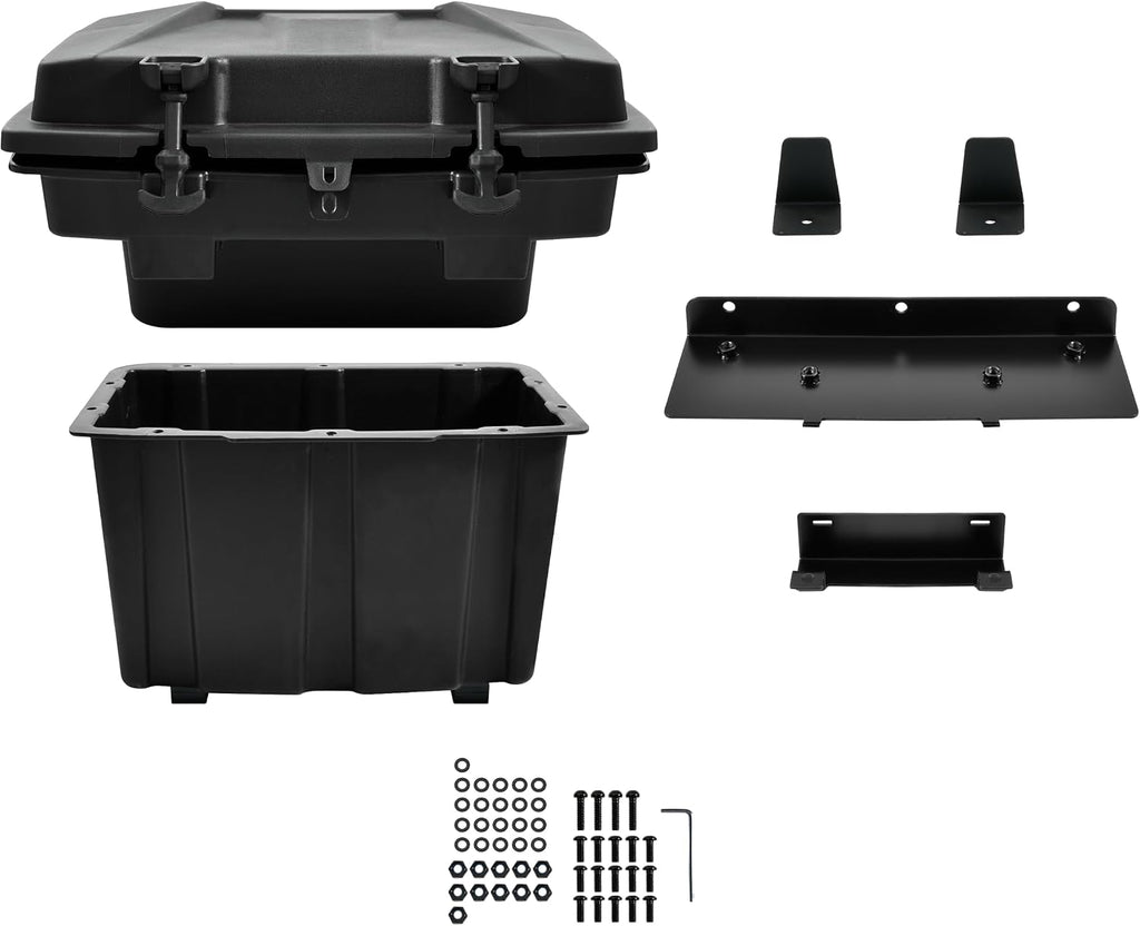 SAUTVS Cargo Box for Kawasaki Mule 4000 4010 2009-2027, Mule SX 2017-2027 | Rear Bed Storage Box, 20L PP Trunk Storage Bin, IP67 Waterproof, Removable Design