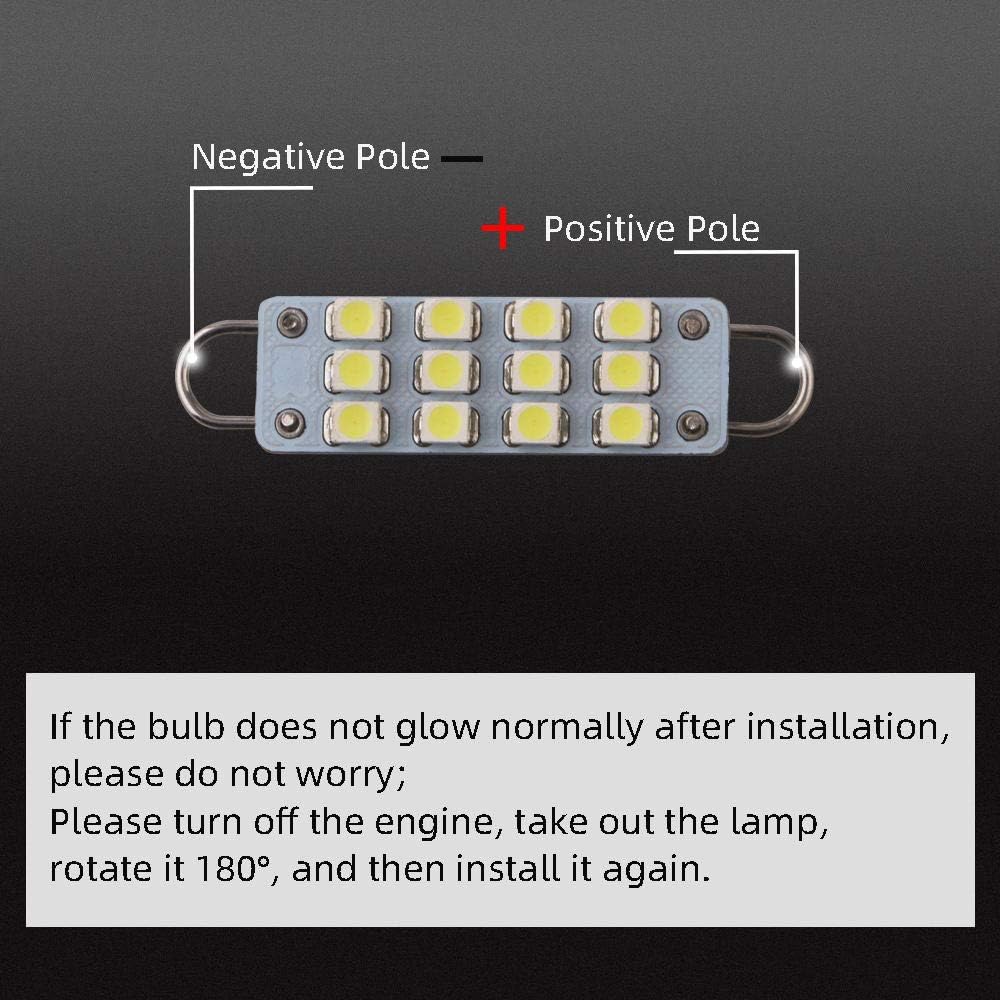 GrandviewTM 10 X 44mm(1.73") 12-SMD 1210 3528 Chip Rigid Loop Festoon LED Bulbs for Car Interior Light Dome Map Light Door Courtesy Lights 561 562 567 (White)