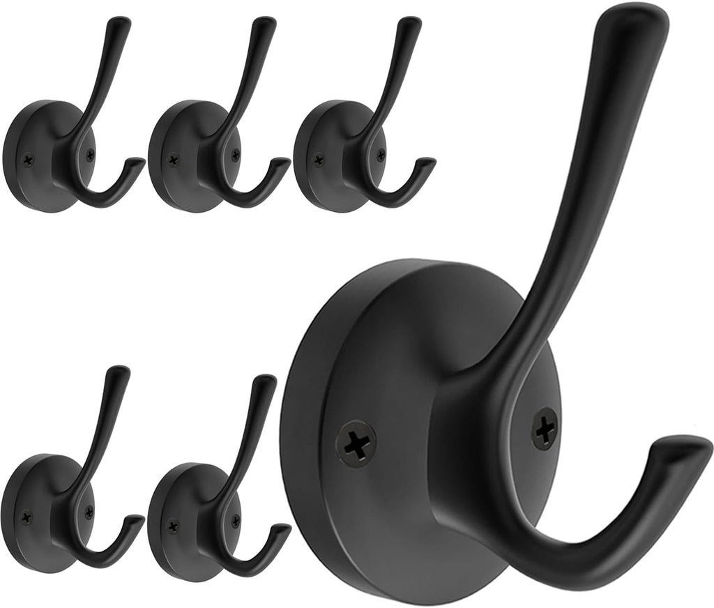 tofiigrem black wall hooks, 6 pack coat towel, main product view