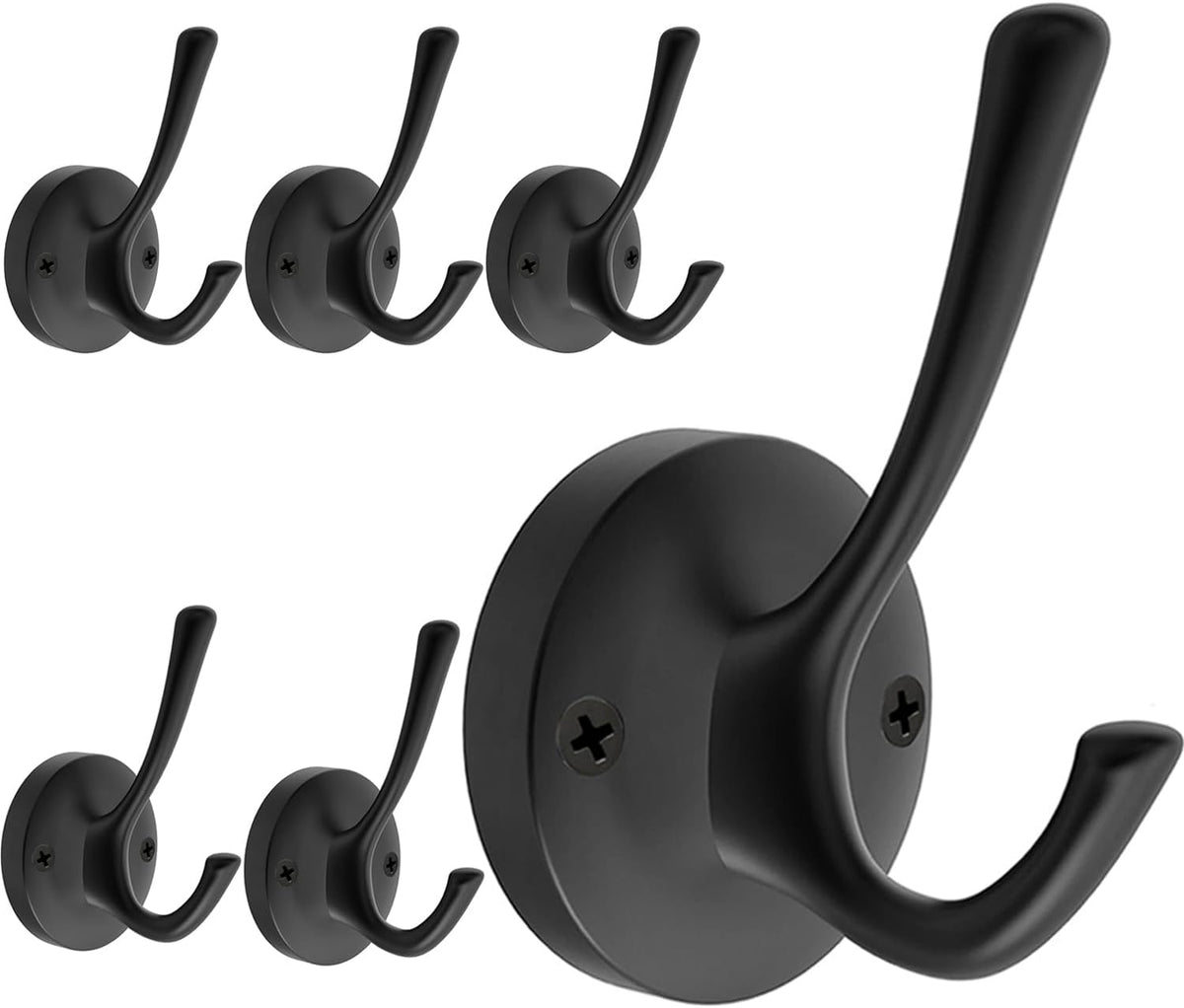 tofiigrem black wall hooks, 6 pack coat towel, main product view