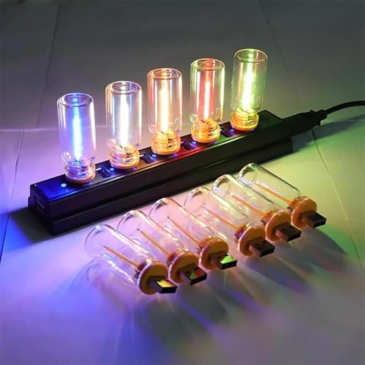 USB LED Car Interior Atmosphere Lights, Plug-in USB Automotive Interface Charging Night Lamps, Mini Vehicle Interior LED Atmosphere Light for Car, Bedroom, Hallway (Blue Light)