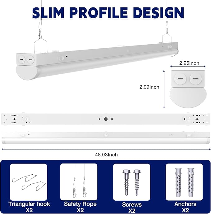 4FT LED Linear Strip Light, LED Shop Lights 30W/35W/40W Selectable, 4 Color - Image 6