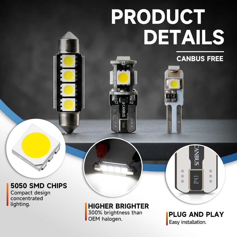 nsautolighting 12pcs White Interior LED Lights Kit for 2003 2004 2005 2006 2007 2008 Dodge Ram 1500 2500 3500 Map Dome Visor Trunk Lights Super Bright 6000K Interior LED Light Bulbs + Install Tool