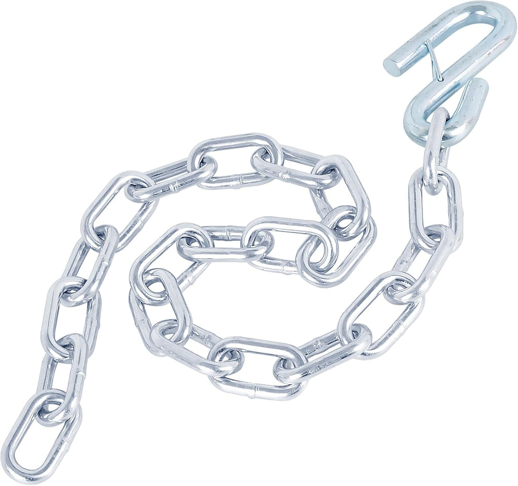NBJINGYI 5/16" X 27" 2PCS Grade 30 Trailer Boat Gooseneck Safety Chain with Spring Clips with One S Hook
