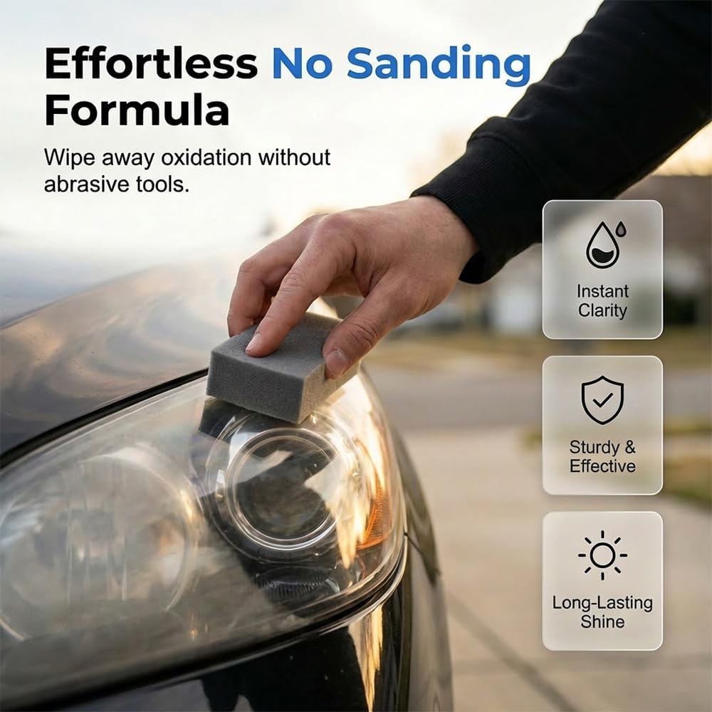 Automotive Headlight Restoration Kit, Headlight Restoration Polish for Oxidized, Yellowed Headlamps Refurbishing Fluid Restores Clarity & Brightness for All Vehicle Types (1pc, 100ml)