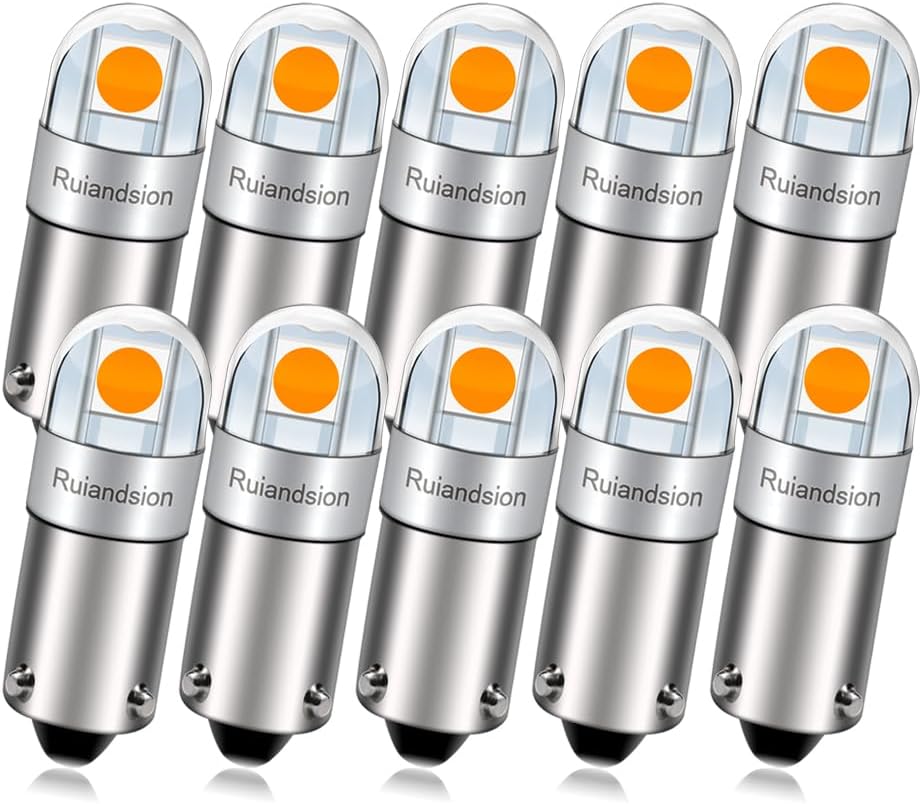 Ruiandsion BAY9S LED Reading Light H21W 64136 12V Non Polarity 200LM Super Bright 3030 2SMD Chipset Yellow for Car Interior Side Door Courtesy Map Lights Pack of 10
