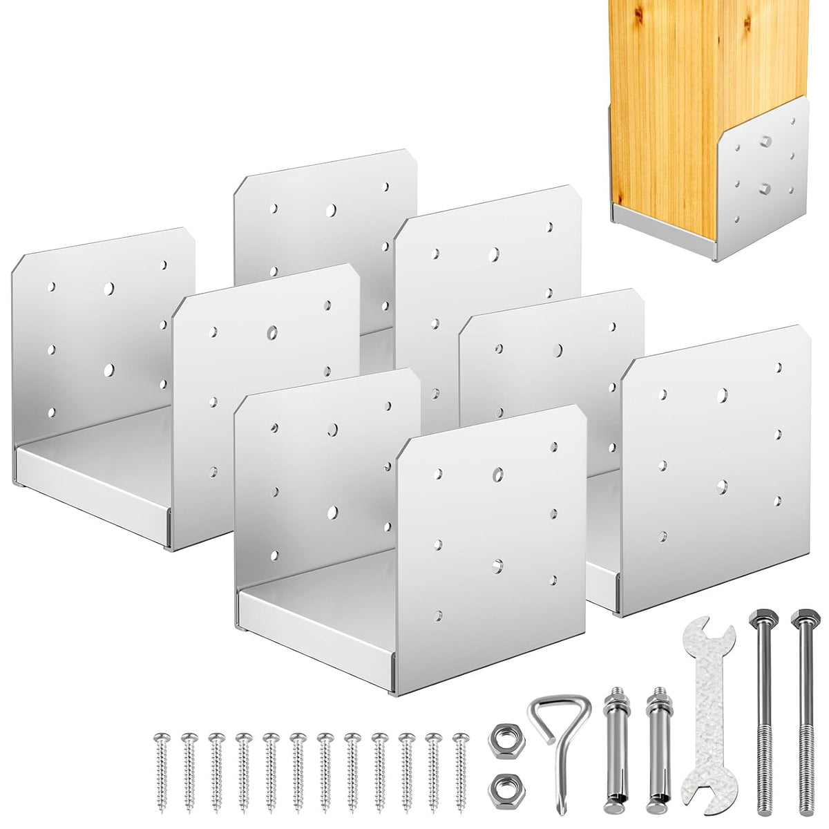 6"x6" adjustable post base, 4pcs stainless steel post, main product view