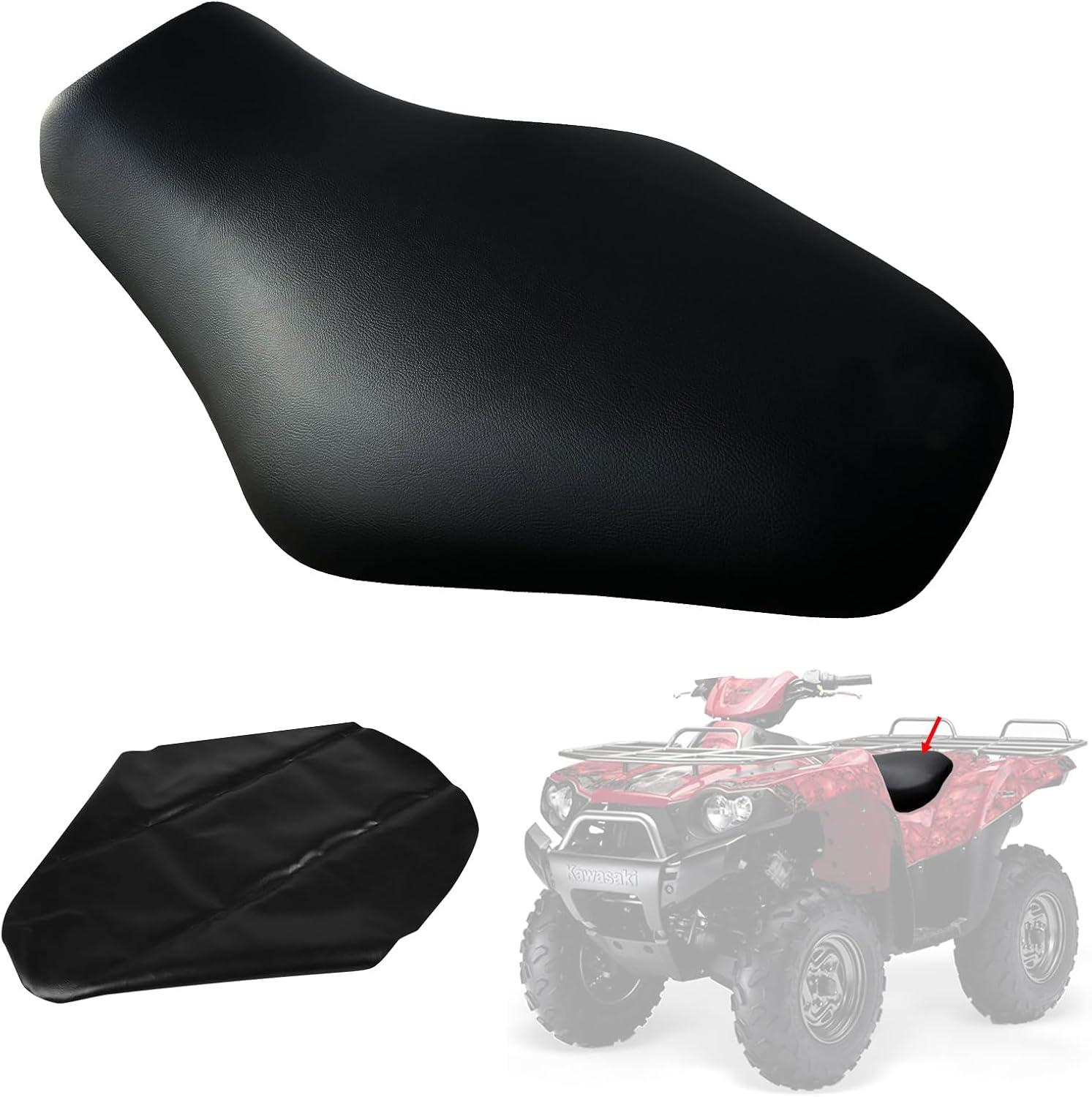 Seat Cover Replacement for 2005-2023 Kawasaki Brute Force 650 750, Black