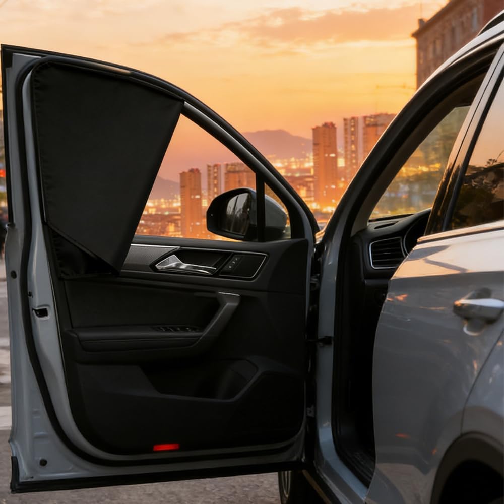 Car Side Window Sun Shades, Window Sunshades Privacy Curtains, 100% Block Light for Breastfeeding, Taking a nap, Changing Clothes, Camping (Front Seat 2pcs)