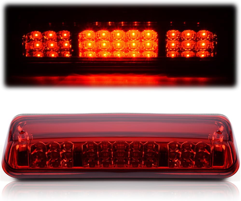 GRAND ORANGE LED 3rd Rear Third Brake Light Compatible with Ford F150 Lobo 2004-2008; Fit Explorer Sport Trac 2007-2010; Fit Lincoln Mark LT 2006-2008, Red Lens Clear Housing
