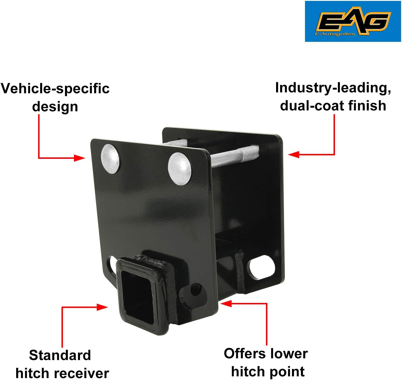 EAG RV Bumper Hitch 2 inches Receiver Adapter for 4 x 4 inches Square Bumper Beam Level Trailer Towing