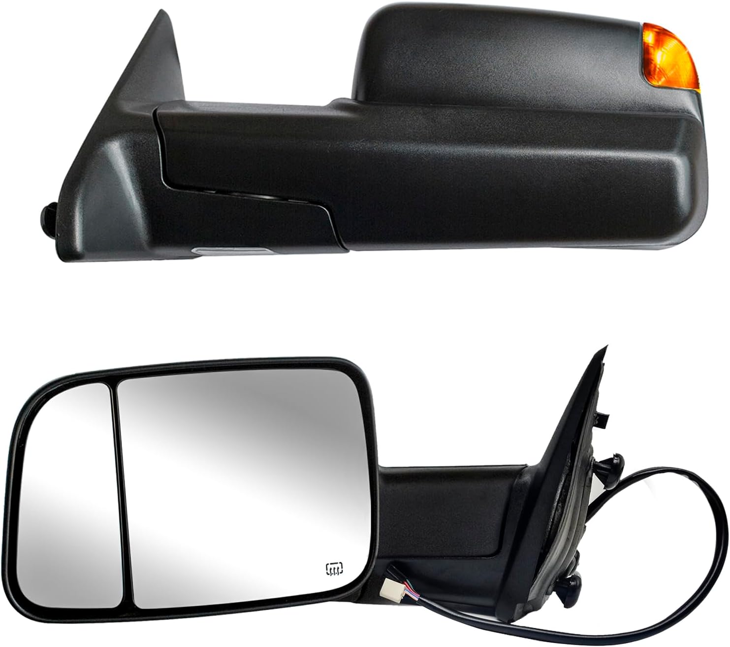 JZSUPER Towing Mirrors fit fo 2009-2018 Dodge Ram 1500, 2010-2018 2500 3500, 2019-2024 Ram 1500 Classic with Power Heated LED Turn Signal Lights Puddle Lamp Temperature Sensor Foldaway