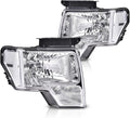 PIT66 Headlight Headlamp Assembly Compatible with Ford F150 2009 2010 2011 2012 2013 2014 faros delanteros (Clear Lens Chrome Housing Clear Reflector, Basic Style)