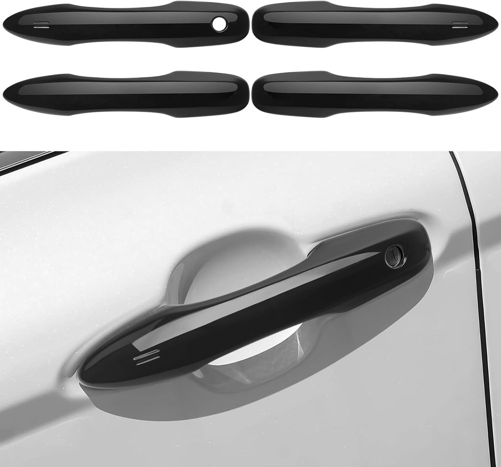 Car Door Handle Cover Protector Compatible with Toyota 2018-2026 Camry & 2019-2026 Corolla & 2022-2026 Corolla Cross & 2016-2022 Prius & 2020-2024 Venza Accessories Glossy Black ABS Material